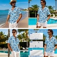 thumbnail image 4 of Xixirimido Blue Palm Tree Sunset Print Matching Couple Outfits His and Hers Set Men's Button Down Shirt & Women's Sleeveless Midi Dress Summer Casual Beach Vacation Clothes, L, 4 of 7