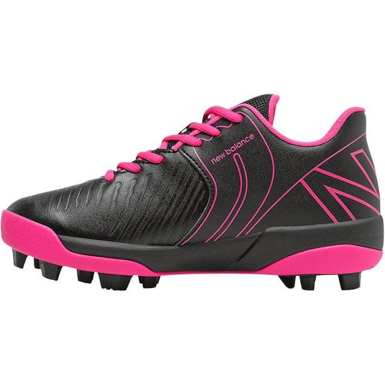 New Balance Black and Pink Soccer Cleats New Balance Youth 4040V6 Molded Baseball Cleats Black/Pink  main image 2