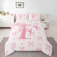 thumbnail image 2 of Initial Letter F Comforter Set Full Size,Princess Style Pink Bowknot Girly Romantic Bedding Set 3 Pcs for Teens Young,Dreamy Bow Love Hearts Kawaii Pink Down Comforter,2 Pillowcases, 2 of 6