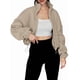 thumbnail image 2 of Chaquetas de Forro para Mujer, Sudaderas Extragrandes con Cremallera, Ropa de Invierno, Conjuntos de Larga y Corte Corto para Otoño. Caqui M, 2 of 10