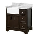 thumbnail image 4 of Zelda 36" Farmhouse Bathroom Vanity with Chocolate Cabinet and Carrara Marble Top, 4 of 6