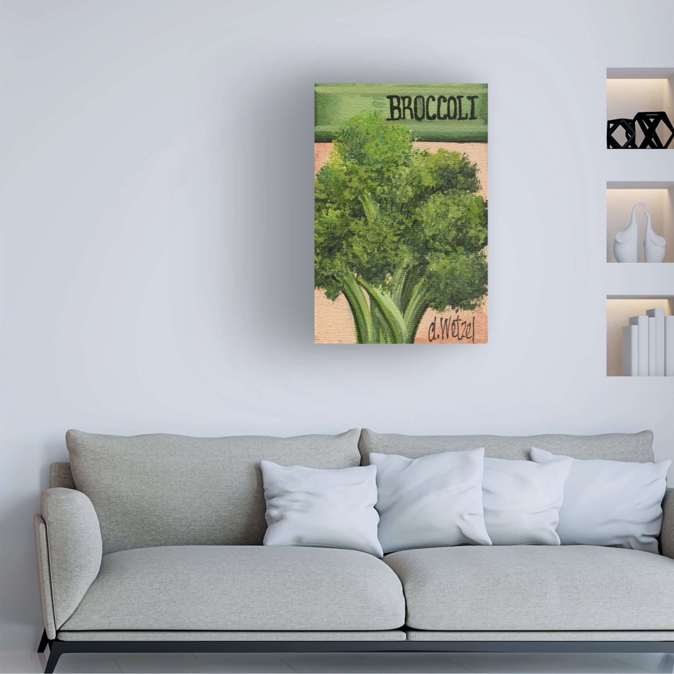 Canvas Wall Art - Debbi Wetzel 'Seed Packets 15 - Broccoli' Wall Art for Living Room, Bedroom, or Office Décor by Trademark Fine Art - 22 x 32 Inches