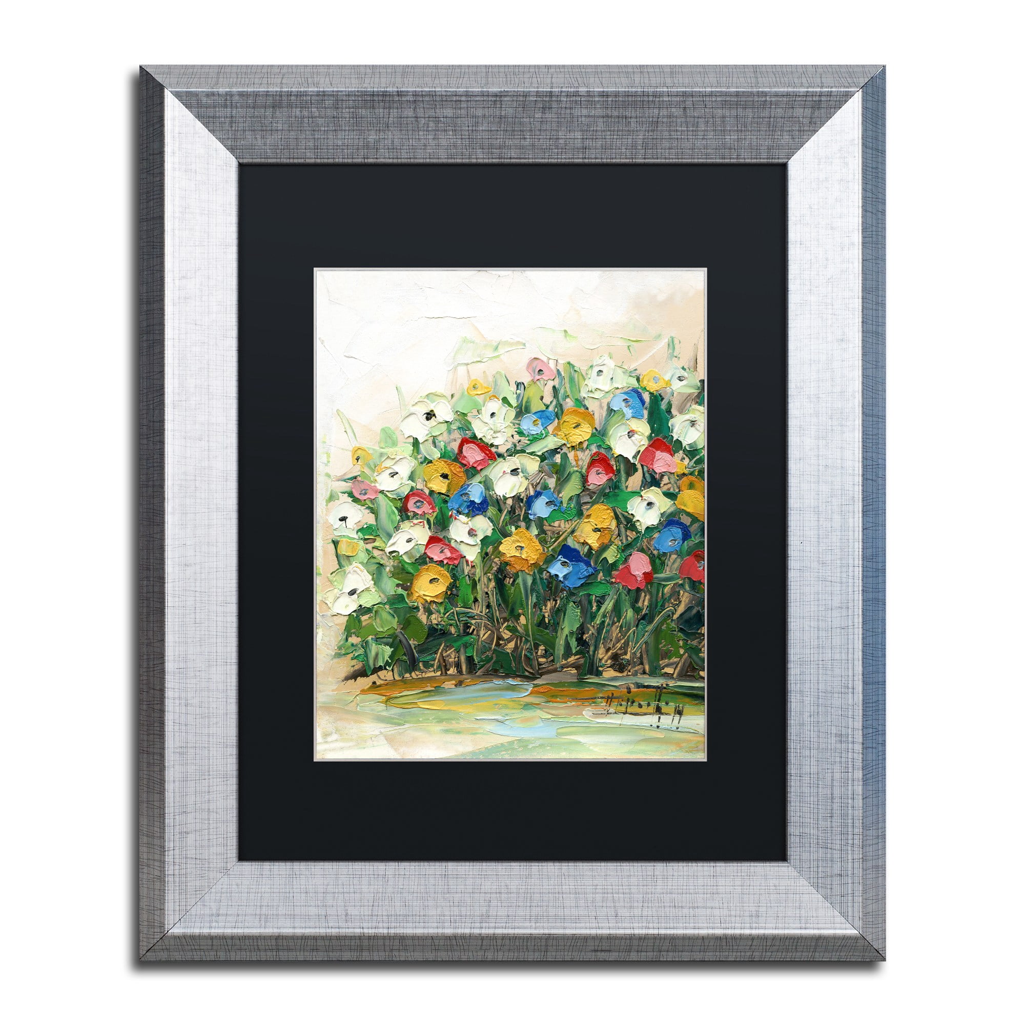 Trademark Fine Art "Spring Flowers in a Vase 10" Canvas Art by Hai Odelia, Black Matte, Silver Frame