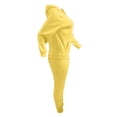 thumbnail image 5 of LovelyWholesale Women's Hooded Collar Drawstring Hooded Collar Long Sleeve Tracksuit Set, 5 of 6