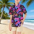 thumbnail image 2 of WhouRiu Boys Casual Beach Shirts Cartoon Graphic Short Sleeve Button Down Shirts Kids Fashion Comfortable Cute Summer Tops,7-8 Years, 2 of 4