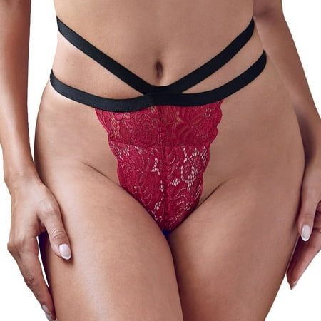 

ZHUASHUM Women Mid Waist Panties Hollow Out Lace Floral Thong