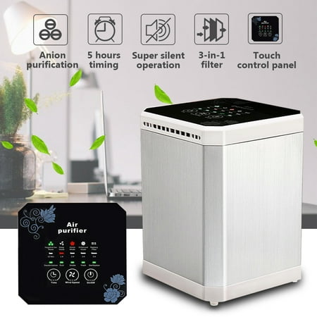 AUGIENB Mini Desktop Air Purifier Cleaner with 3 in 1 Filter，Super Silent 5 Hour Timing Air Fresh，1200W Negative Ionizer Ion Generator Odor Reduction For Home