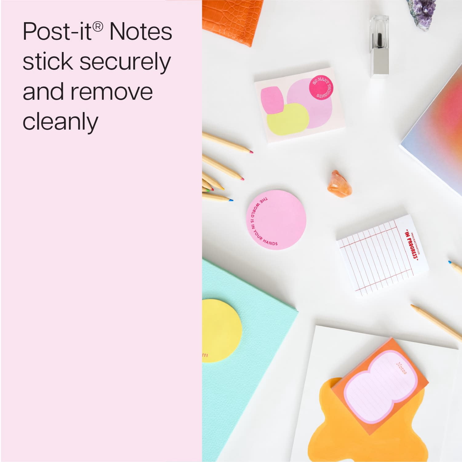 Post-it Circle Notes, Pink and Yellow, 2.9 in x 2.9 in, 2 pads