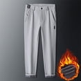 thumbnail image 1 of Pantalones largos para hombre, informales, de invierno, holgados, de color liso, con pierna recta, bolsillos y felpa gruesa, de poliéster., 1 of 5