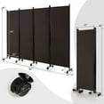 thumbnail image 3 of Costway JV10724CF 4-Panel Folding Room Divider 6FT Rolling Privacy Screen with Lockable Wheels, Brown, 3 of 9
