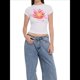 thumbnail image 3 of Camiseta de Corta para con Estampado Floral Y2K para Mujer, Top Corto Ajustado con Cuello Redondo. Rosa L, 3 of 9