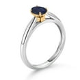 thumbnail image 3 of Gem Stone King 0.56 Ct Oval Blue Sapphire 925 Silver and 10K Yellow Gold Solitaire Engagement Ring (Size 9), 3 of 4