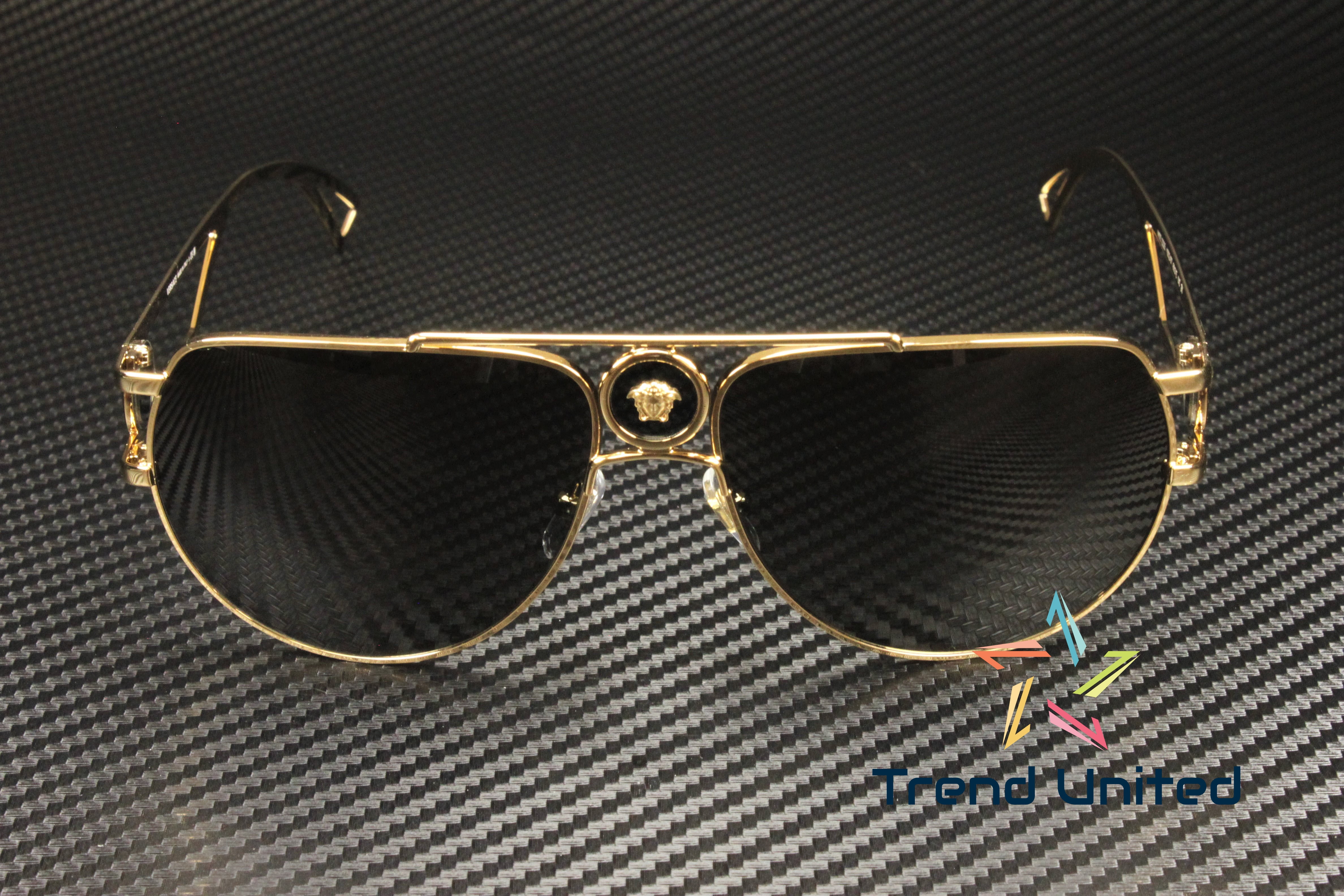 Versace VE 2225 Metal Unisex Aviator Sunglasses Gold 60mm Adult