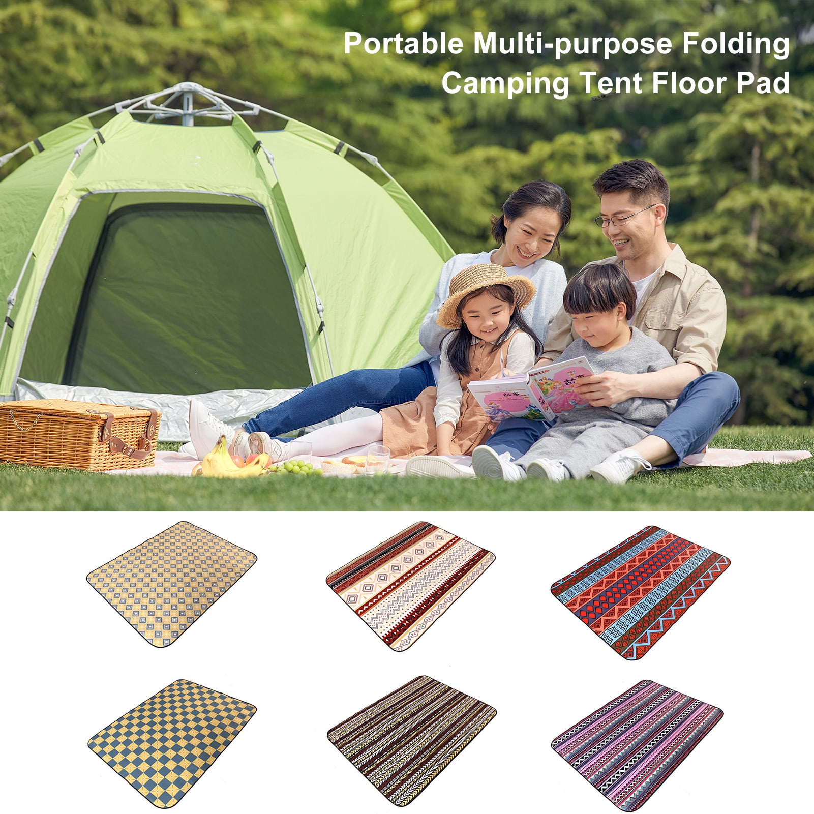 Hesroicy Picnic Mat Moisture Proof Wear Resistant Portable Multi Purpose Folding Camping Tent Floor Pad Hiking Equipment Com