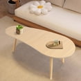 thumbnail image 3 of LA TALUS Small Coffee Table, Mid Century Modern Tea Table, Living Room Center Minimalist Display Coffee Table with Mango Shape Wooden Color, 3 of 13