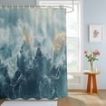 thumbnail image 2 of Bathroom Shower Curtain Navy Blue Light Ocean Waves Waterproof Shower Curtains with Hooks, Abstract Turquoise Layers Bath Curtains Bathtub Curtain Home Decor 36x72in, 2 of 9