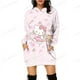 thumbnail image 3 of Vestido con capucha de HELLO KITTY para mujer, vestido ajustado a la moda para otoño, vestido informal con capucha y bolsillos, minivestido, 3 of 5