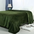 thumbnail image 3 of PiccoCasa Plush Flannel Fleece Throw Twin Full Queen King Bed Blanket Olive Green 90" x 108", 3 of 8
