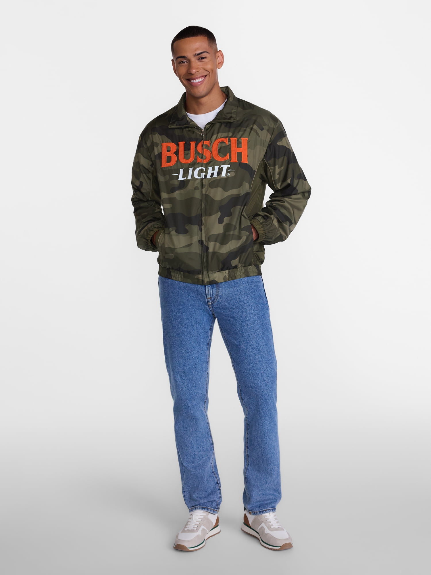 Busch Light Men's Graphic Windbreaker Jacket with Long Sleeves, Sizes S-3XL