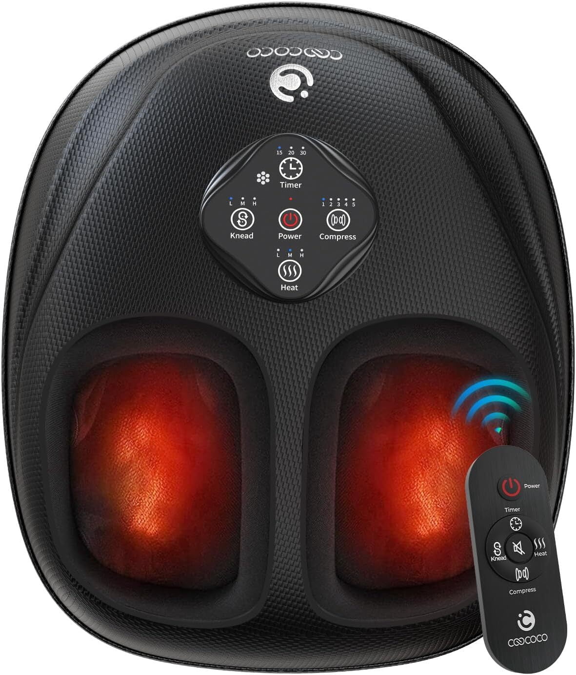 CooCoCo Shiatsu Foot Massager with Heat & Remote Control, Feet Massage Machine with Kneading, Compression for Plantar Fasciitis, Neuropathy Tired Foot Blood Circulation, Gifts for Women Men, Size 14'