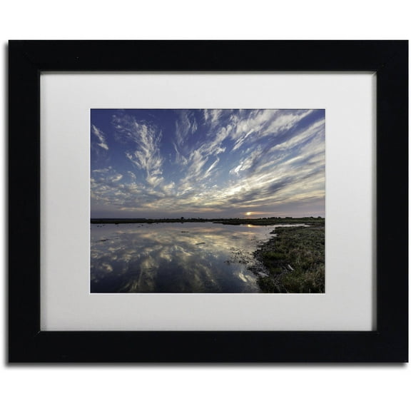 Trademark Fine Art 'Boundary Bay Sunset' Canvas Art by Pierre Leclerc, White Matte, Black Frame