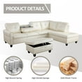 thumbnail image 5 of PonLiving Sectional Sofa, 2 Piece Living Room Faux Leather Couch with Storage Ottoman, Cup Holder, Left Facing Chaise, Off White, 5 of 6
