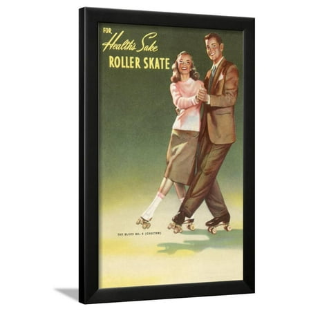 - Roller Skating Couple Framed Print Wall Art