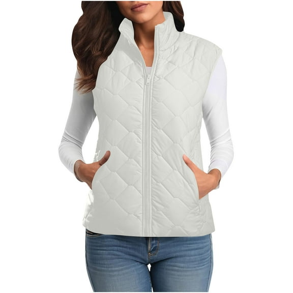 Women's Fleece Vest Outerwear Sleeveless Lightweight Zip Jackets Warm Soft Vests with Zipper Pockets