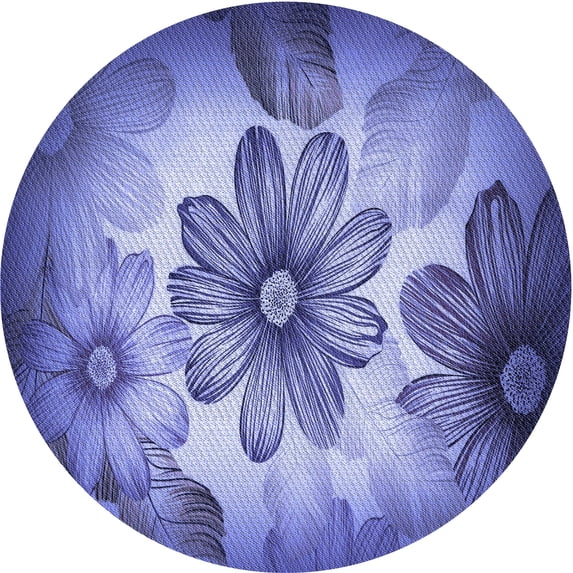 Ahgly Company Indoor Round Patterned Purple Mimosa Purple Area Rugs, 7' Round