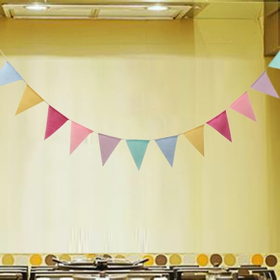 Soimiss Multi Color Triangle Pennant Banner Linen Pull Flag for Indoor Outdoor Decor