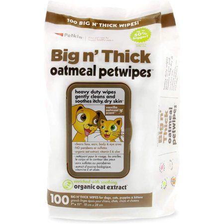 UPC: 0036239055399 | Petkin Big N Thick Extra Large Oatmeal Pet Wipes 100 Count