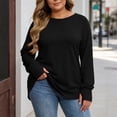 thumbnail image 2 of GUACER Plus Size Long Sleeve Tops for Women Casual Crewneck Thumb Hole Shirts Soft Stretch Knit Loose Raglan Sleeve Tees, 2 of 6