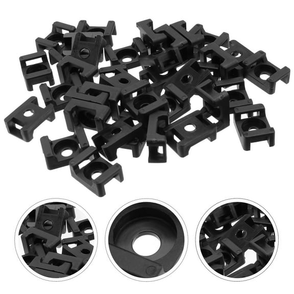 WESIEVYA 100Pack Saddle Cable Tie Mount Black Plastic for Wire Bundling and Cable Fixing 2.15 x 1.6 x 0.39in