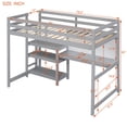 thumbnail image 3 of Harper & Bright Designs Twin Size Loft Bed with Desk and Shelves, Wooden Loft Bed with Storage Shelves and Writing Board, Twin Loft Bed Frame for Boys Girls with Stairs, Gray, 3 of 19