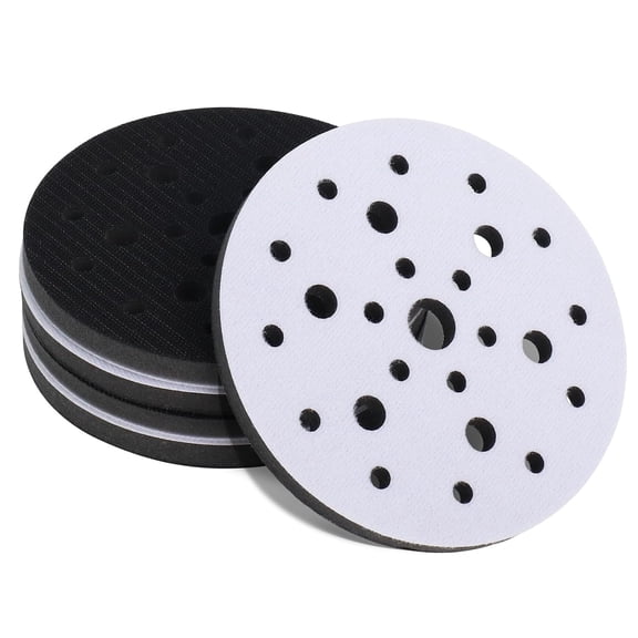Soft Interface Pad 6 Inch, 25 Hole Hook & Loop Foam Sanding Pads for Orbital Sander 5 Pack, 6" x 1/2" x 3/4" Polishing Sponge Cushion Pad (5)