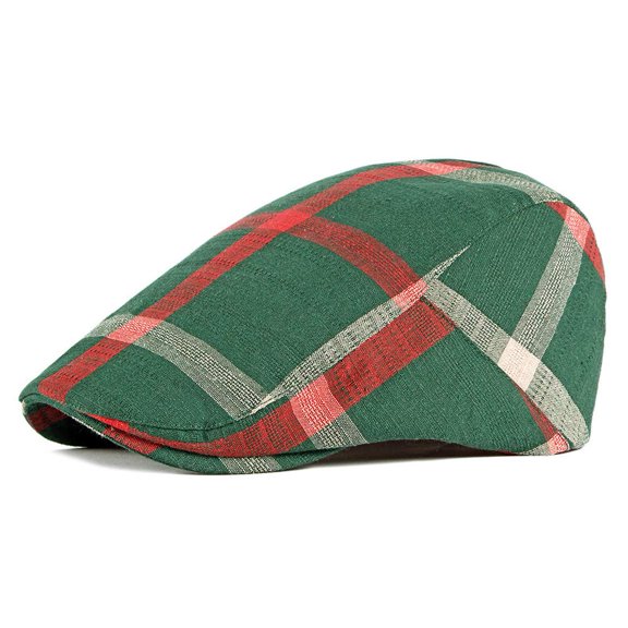 Minzimin Mens Adjustable Colorful Striped Plaid Ivy Newsboy Cabbie Gatsby Golf Cap Flat Cotton Hat Thin Cap