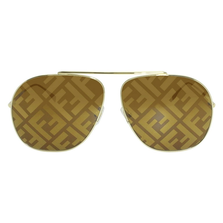 Fendi 0407 G S Full Rim Oval Modified Gold Brown Sunglasses