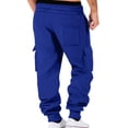 thumbnail image 5 of Fleece Sweatpants for Men Elastic Waist Drawstring Cargo Pants Baggy Joggers Workout Casual Pants with Multi-Pockets, 5 of 6