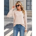 thumbnail image 3 of Cogild Sweater for Women Floral Knit Pullover, 3D Flower Applique Crew Neck Long Sleeve Casual Sweater, 3 of 8