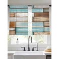 thumbnail image 2 of Vintage Wood Grain Sheer Curtains 2 Panels Set Blue Brown White Board Farmhouse Sheer Window Curtains Light Filtering Rod Pocket Voile Drapes for Bedroom Living Room 52"x54", 2 of 8