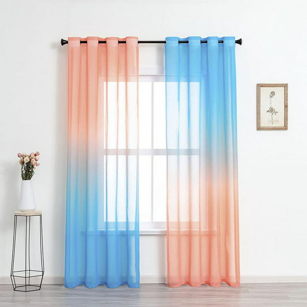 Orange And Teal Curtains For Living, Beach Inspired Curtains