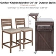 thumbnail image 4 of 53.3" Outdoor Kitchen Island with Raised Shelf, Solid Wood Storage Cabinet with Stainless Steel Top, Outdoor Rolling Grill Cart with Internal Storage Rack, Adjustable Shelf, Spice Rack,Brown, 4 of 22