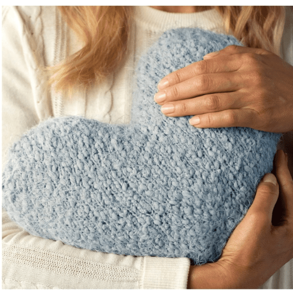 Soft Blue Heart Shaped 10 x 11 inch Weighted Plush Decorative Throw Giving Pillow