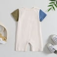 thumbnail image 4 of Mercatoo Baby Boys Girls Romper Short Sleeve Patchwork Colour with Pocket T Shirt Bodysuit Toddler Birthday Jumpsuit, 4 of 6