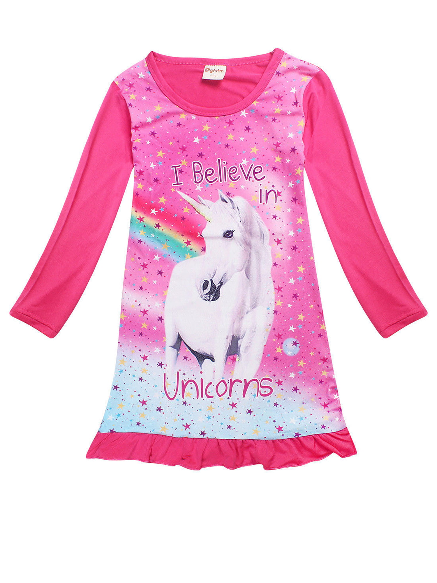 Kids Girls Unicorn Shirt Dress Short Sleeve Casual Party Summer Beach Sundress
