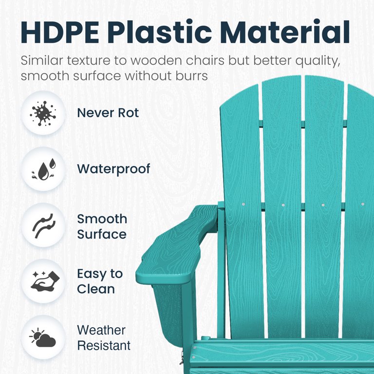 VOUA Foldable Adirondack Outdoor Garden Chair, Plastic Lawn