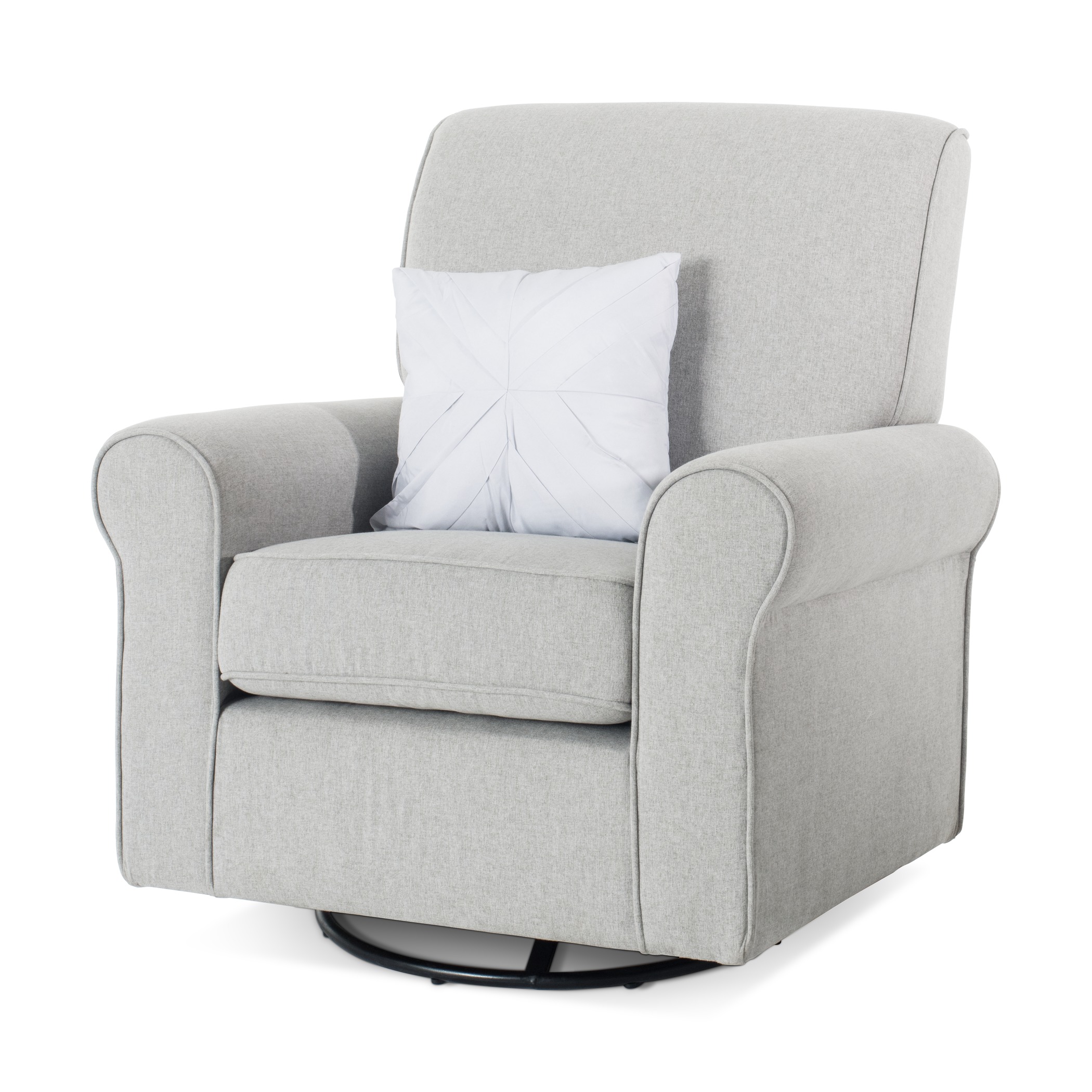 Serene Upholstered Swivel Glider Rocker Chair in Flecked Gray by Forever Eclectic - image 2 of 6