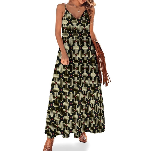 Vestido sin mangas con estampado inspirado en Kom amarillo, vestidos formales para ocasiones especiales para mujer, vestidos africanos de verano 2024 para mujer
