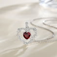 thumbnail image 2 of FANCIME Heart Rose Flower Necklace 925 Sterling Silver Birthstone Pendant Created Gemstone Jewellery Anniversary Birthday Christmas Gifts for Women 16+2 Inch, 2 of 6