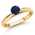 thumbnail image 2 of Gem Stone King 10K Yellow Gold Blue Sapphire Solitaire Engagement Ring for Women (0.60 Cttw, Round 5MM, Gemstone November Birthstone, Available in Size 5, 6, 7, 8, 9), 2 of 4